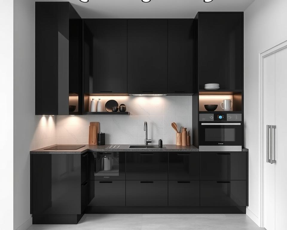 black and white kitchen cabinets