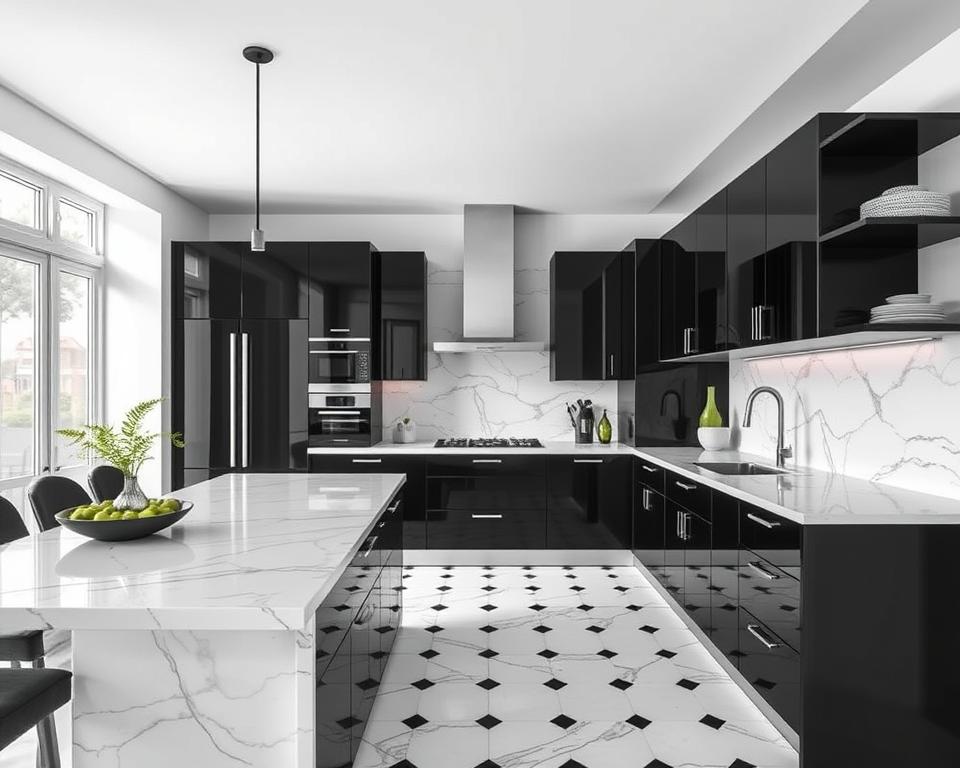 black and white kitchen