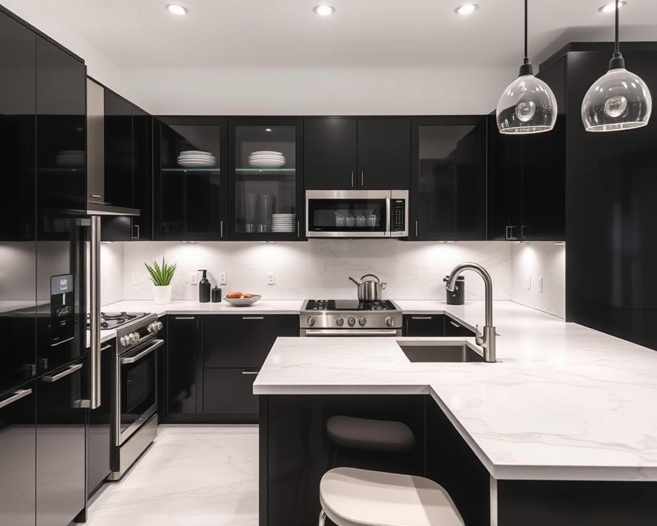 black kitchen cabinets