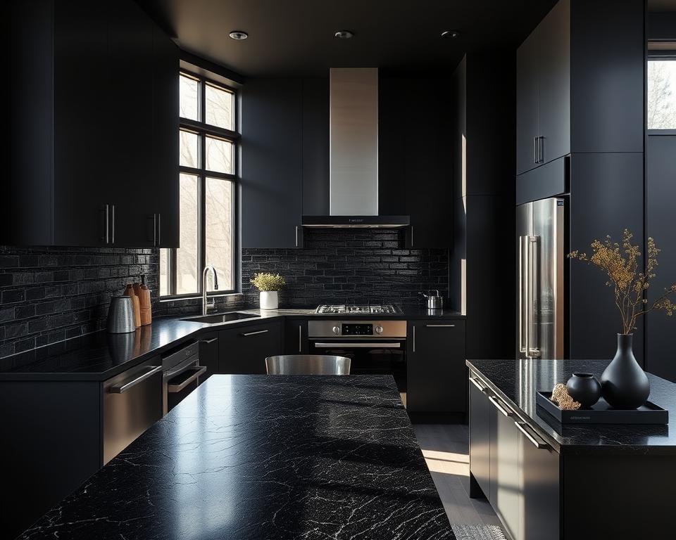 black kitchen textures