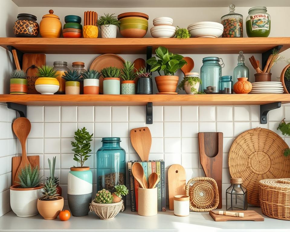 eclectic kitchen shelves