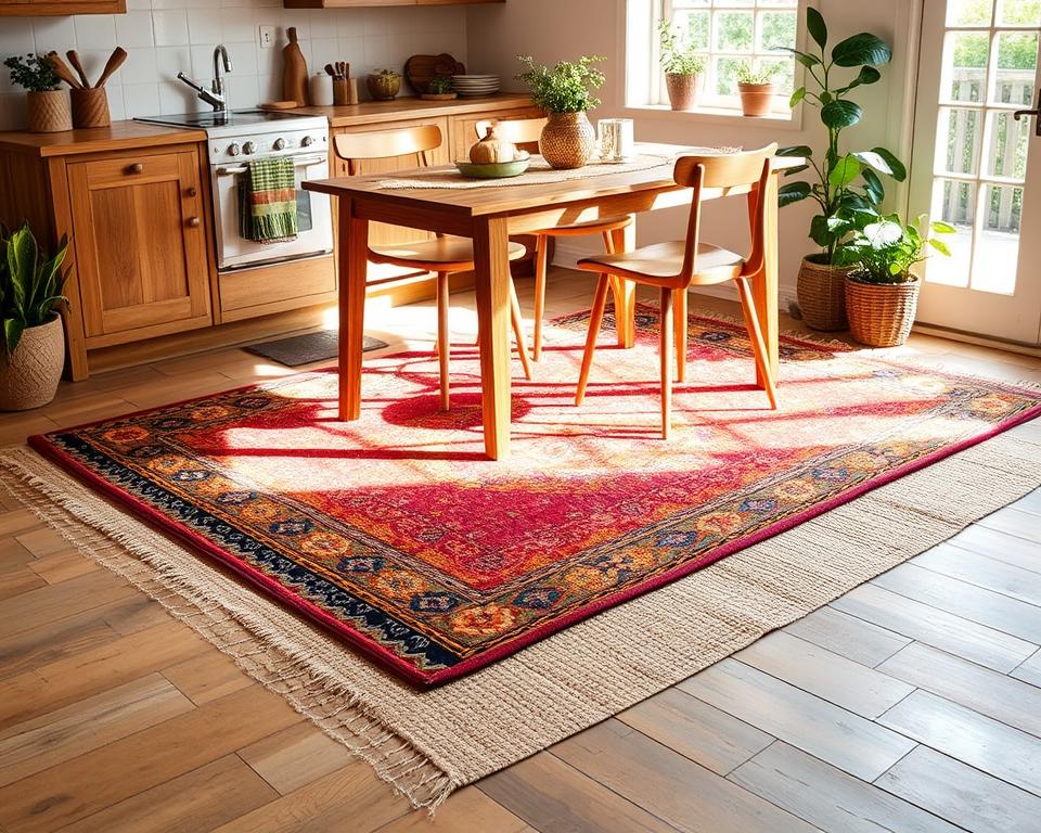 layered kitchen rugs