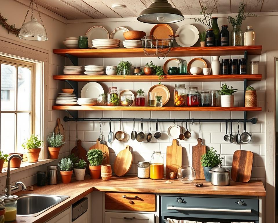 open shelving kitchen