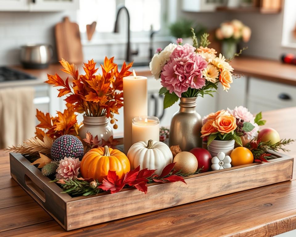 seasonal kitchen tray decor