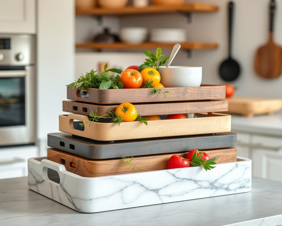 stacked kitchen trays